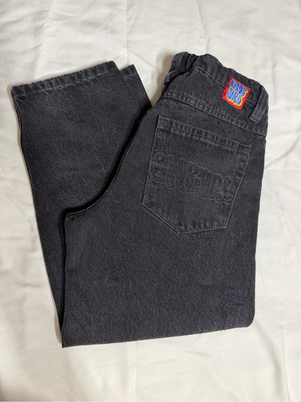 Empyre Black Kids Jeans with Back Pocket Embroidery